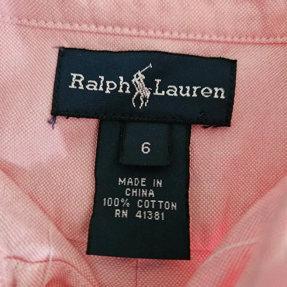 Ralph Lauren Boy's Sz 6 Cotton Button Down Shirt Polo Pony Pink EUC